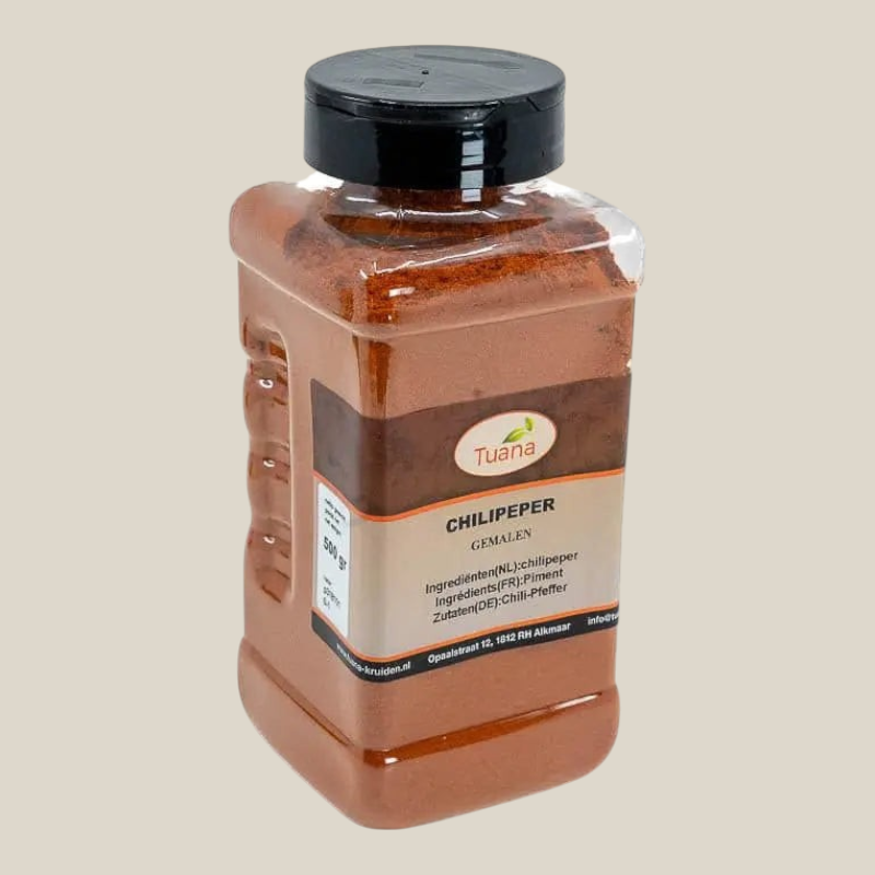 Tuana Chilipeper Gemalen – pittige gemalen chili kruiden voor sauzen, vlees, groenten en marinades