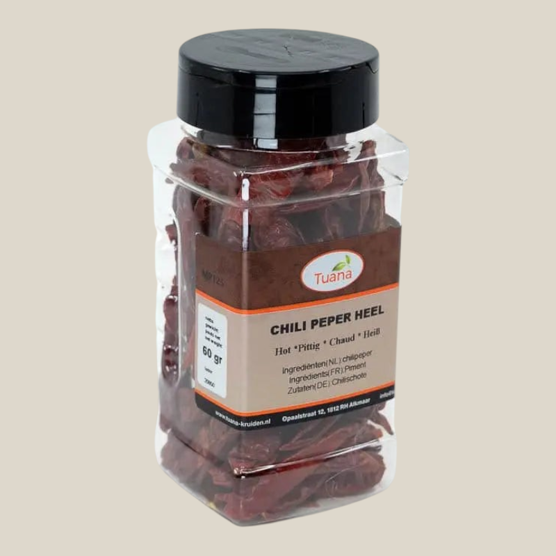Tuana Chilipeper Heel – hele gedroogde chili pepers voor sauzen, stoofschotels, marinades en pittige gerechten