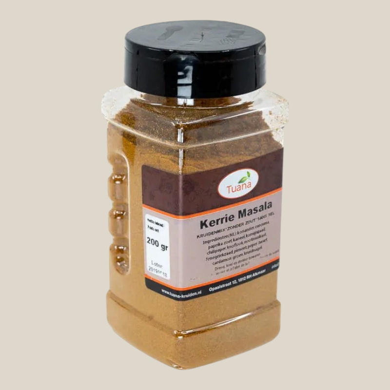Tuana Kerrie Masala – Indiase en Surinaamse masala kruidenmix met kurkuma, komijn en koriander voor curry’s, roti en stoofgerechten