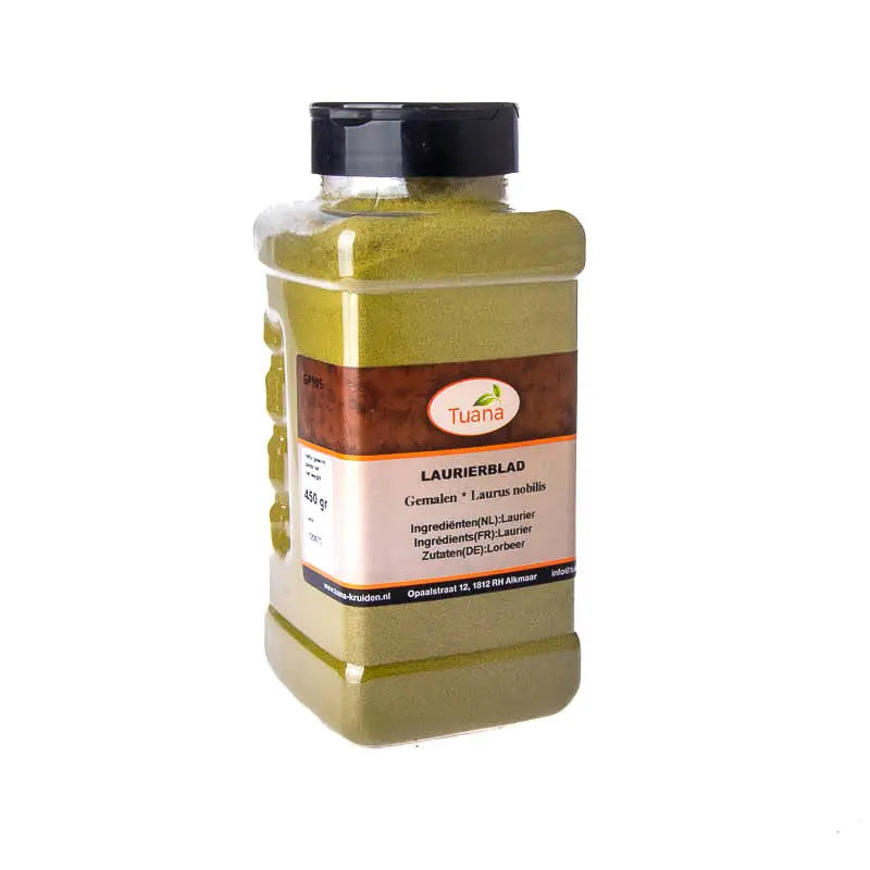 Tuana Laurierblad Gemalen – gemalen laurierblad met warme aromatische smaak voor soepen, stoofschotels, sauzen, vlees- en visgerechten