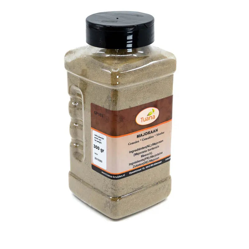 Tuana Majoraan Gemalen – aromatische gemalen majoraan met zachte kruidige smaak voor soepen, sauzen, vleesgerechten en mediterrane gerechten
