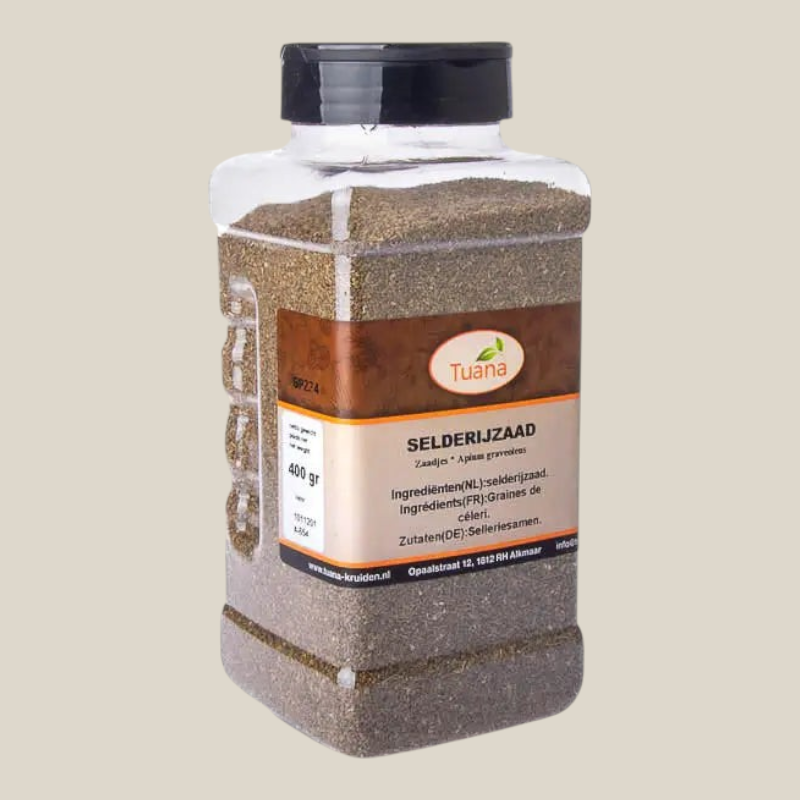 Tuana Selderij Zaden – aromatische selderijzaadjes met krachtige kruidige smaak voor soepen, stoofschotels, brood en ingelegde groenten