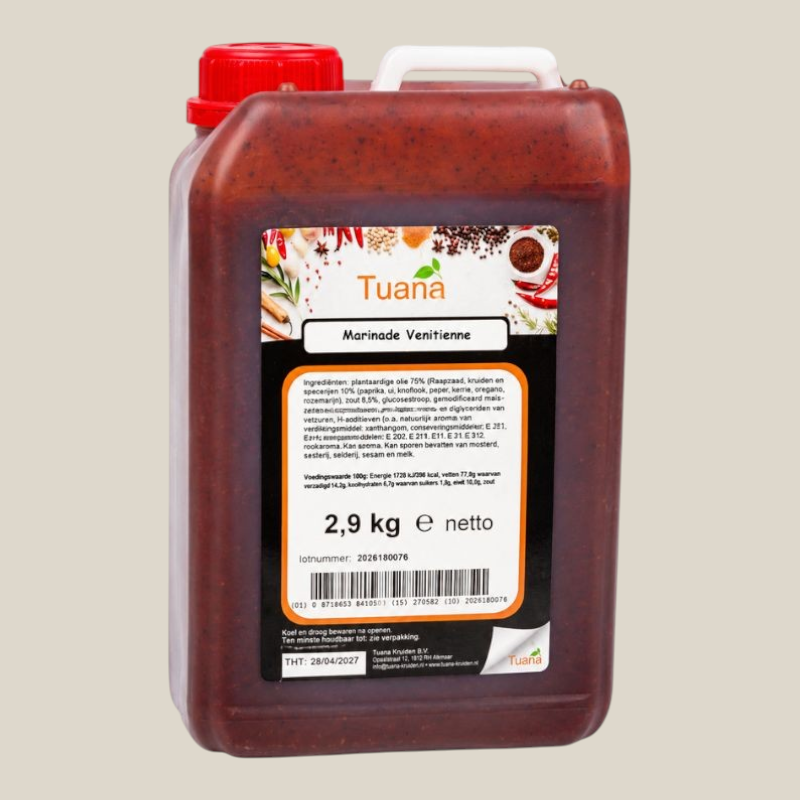 TuanaShop BV Venitienne marinade in een grote 2,9 kg fles met rode kruidenmix voor vlees en vis