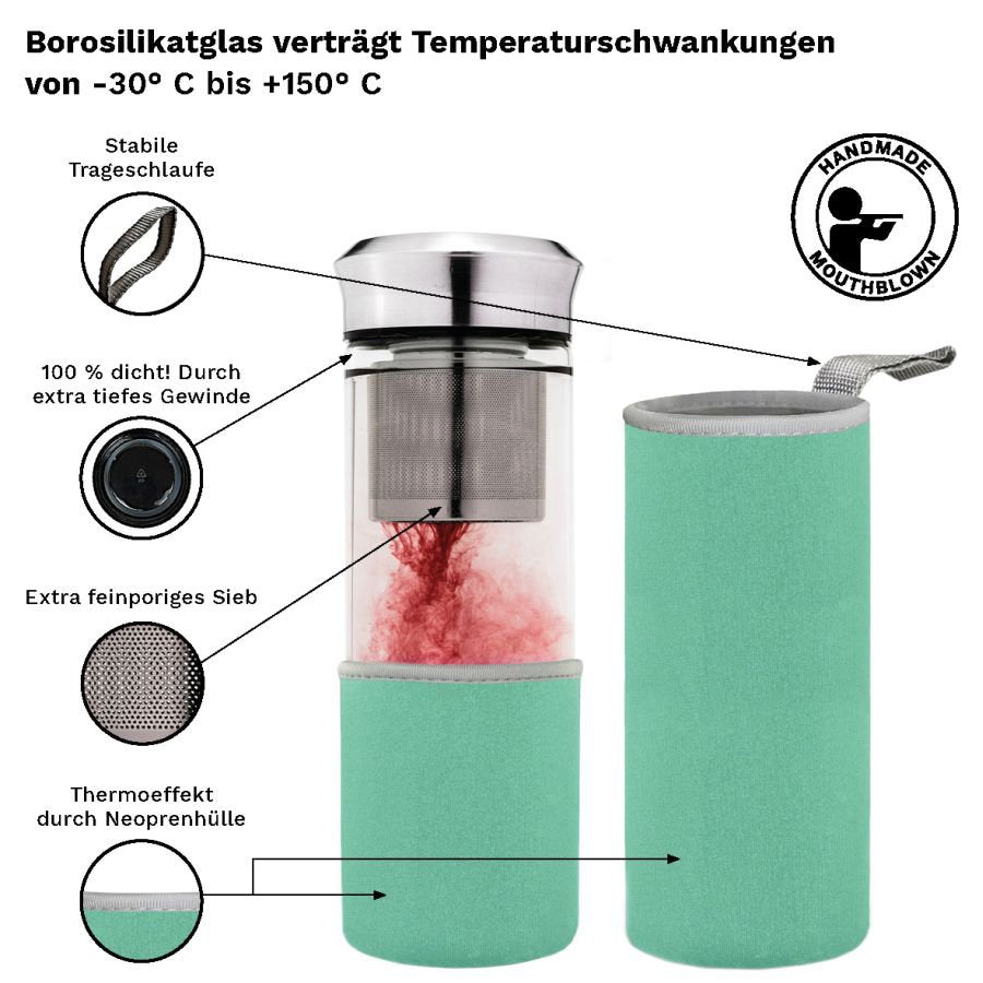 Theemaker 400ml – Glas met filter – Voor losse thee