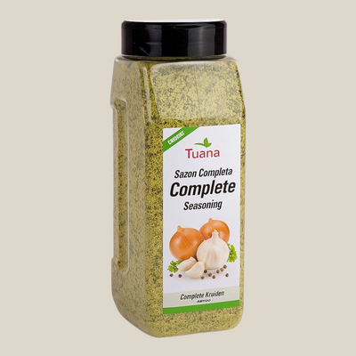 TuanaShop BV Complete Seasoning kruidenmix in een grote doorzichtige fles met zwarte dop voor diverse gerechten