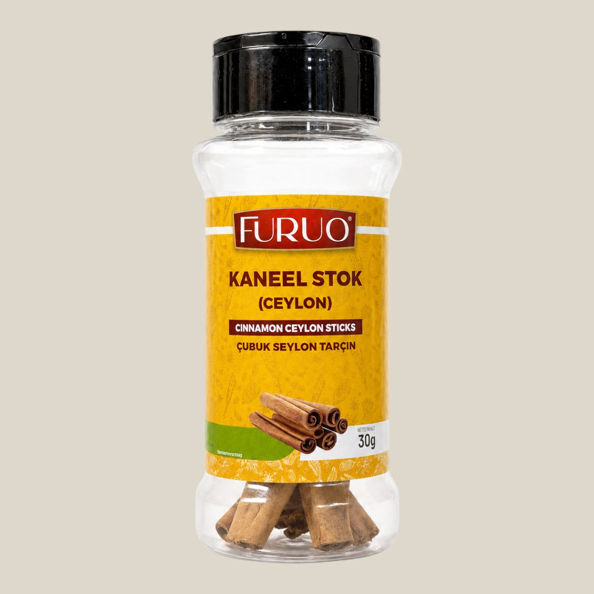TuanaShop BV Furuo Ceylon kaneelstokjes in een doorzichtige kruidenpot van 30 gram