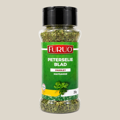 TuanaShop BV Furuo gedroogde peterselie blad in een doorzichtige kruidenpot met zwarte dop