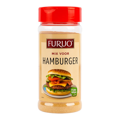 TuanaShop BV Furuo kruidenmix voor hamburgers in een doorzichtige strooibus met rode dop