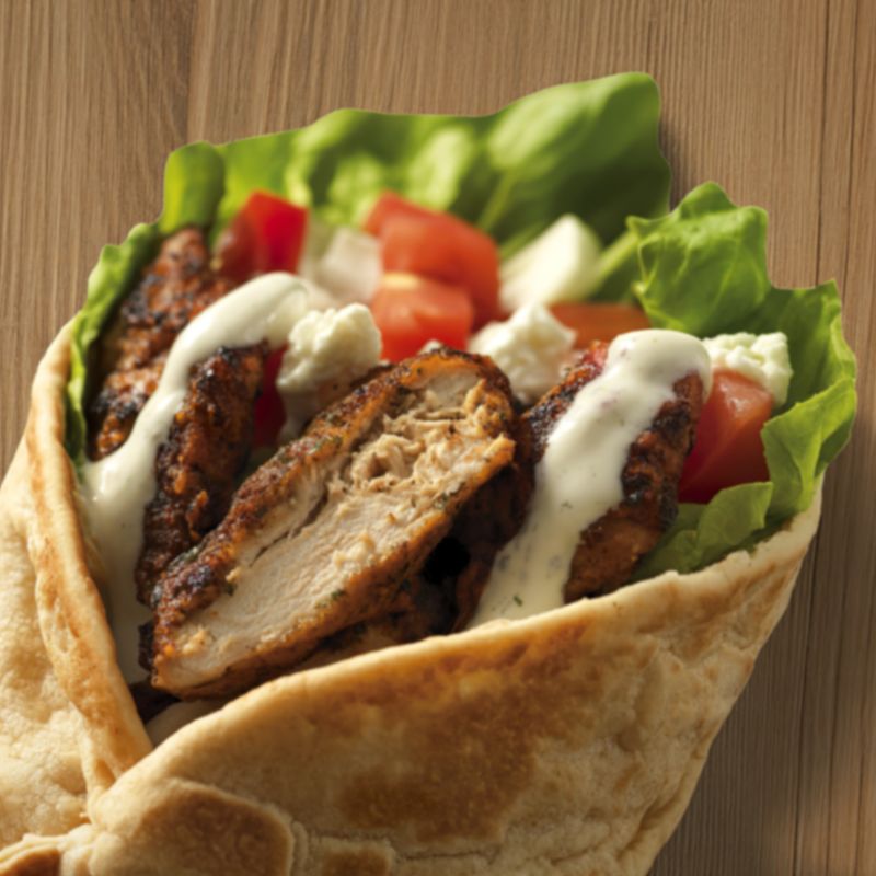 Kip Shoarma Sla Wraps met Tahini-Yoghurtsaus