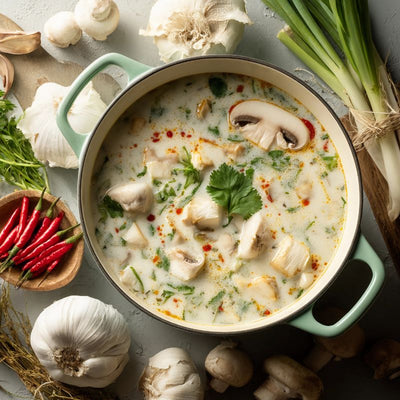 Veganistische maïs- en champignonsoep