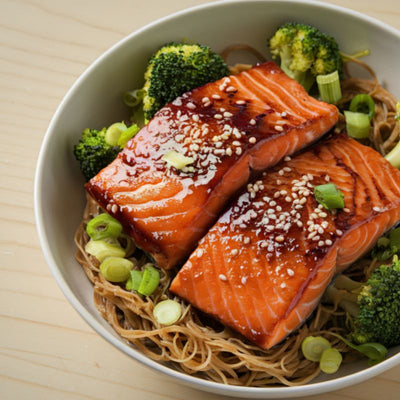 Zalm met esdoornglazuur