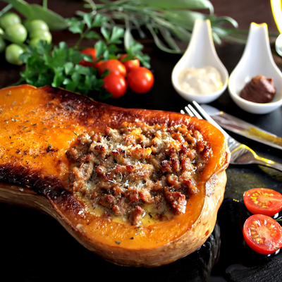 Zwarte Knoflook Butternut Gegratineerd