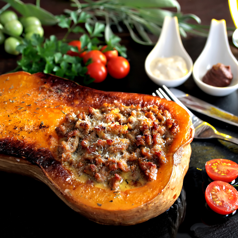 Zwarte Knoflook Butternut Gegratineerd