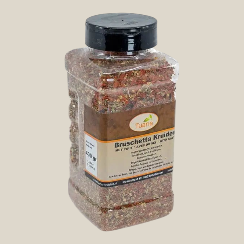 Tuana Bruschetta Kruiden – mediterrane kruidenmix met oregano, basilicum en knoflook voor bruschetta, pasta en salades