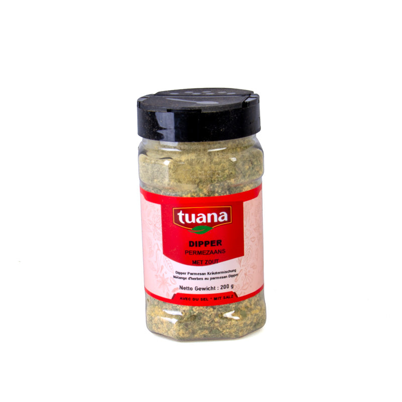 Tuana Dipper Parmezaans – Italiaanse kruidenmix met Parmezaanse smaak voor brood, olijfolie, pasta en salades