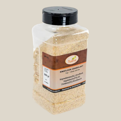 Tuana Knoflook Granulaat Fijn – fijn knoflookgranulaat voor sauzen, soepen, marinades, vlees, vis en groenten