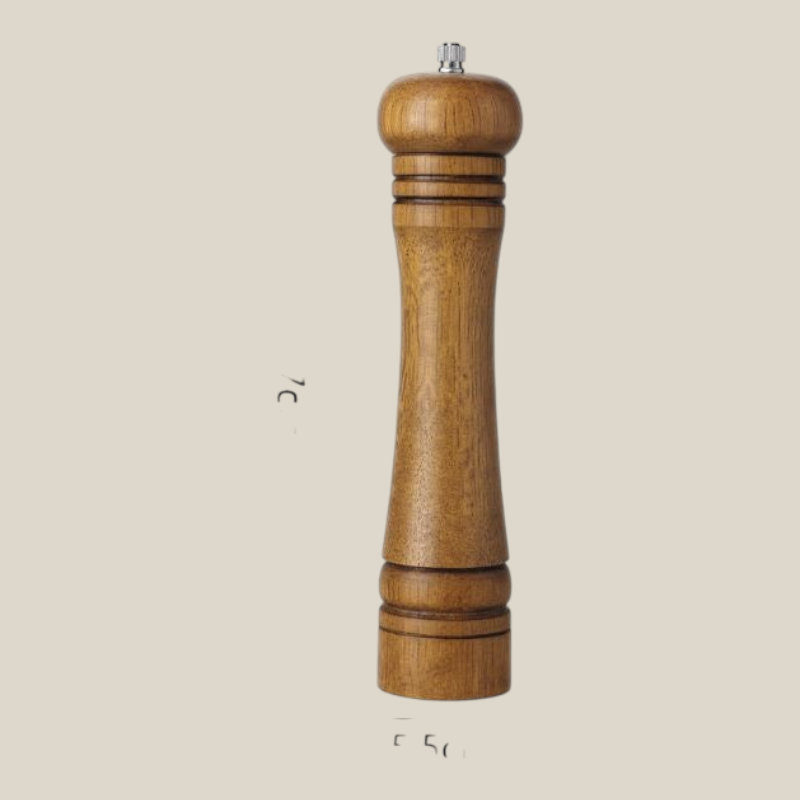TuanaShop BV houten peper- en zoutmolen van 27 cm met keramisch maalwerk en verstelbare metalen knop.