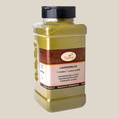 Tuana Laurierblad Gemalen – gemalen laurierblad met warme aromatische smaak voor soepen, stoofschotels, sauzen, vlees- en visgerechten