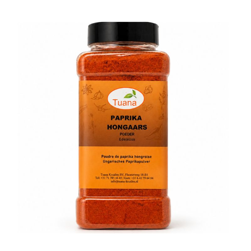Tuana Paprika Hongaars – milde Hongaarse paprikapoeder met zoete smaak voor goulash, stoofschotels, sauzen en vleesgerechten