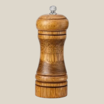 TuanaShop BV houten peper- en zoutmolen van 14,5 cm met keramisch maalwerk en metalen draaiknop voor de keuken.