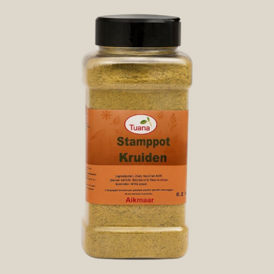 TuanaShop BV stamppot kruidenmix in een transparante strooibus voor hartige Nederlandse stamppotgerechten