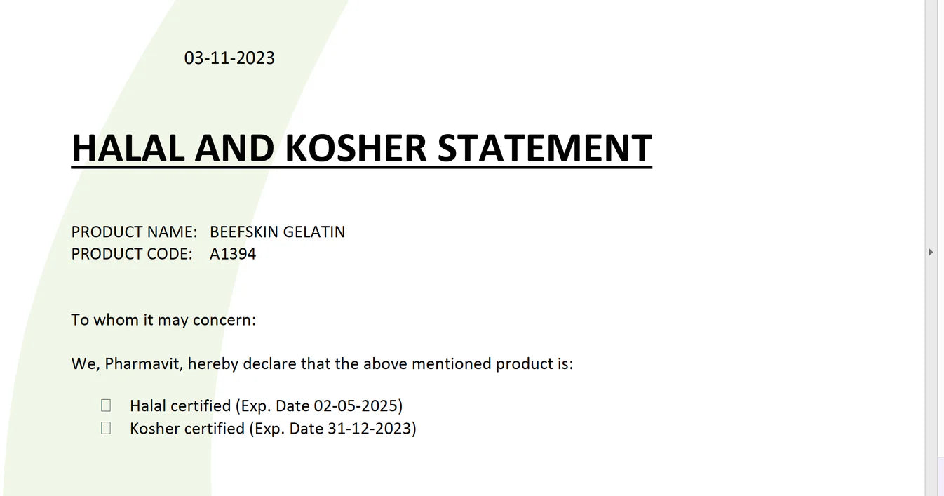 Gelatine reines Pulver Halal