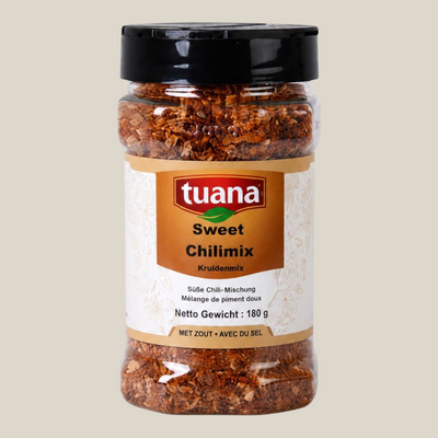 TuanaShop BV Sweet Chilimix kruidenmix in een handige strooibus met pul biber, paprika en knoflook