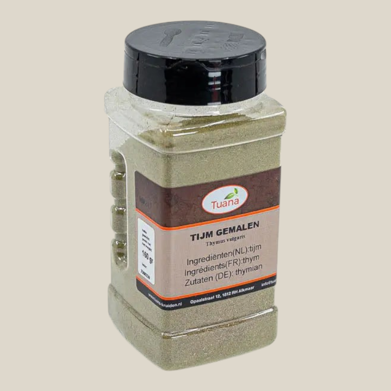Tuana Tijm Gemalen – gemalen tijm met aromatische kruidige smaak voor vlees, vis, aardappelgerechten, soepen en stoofschotels
