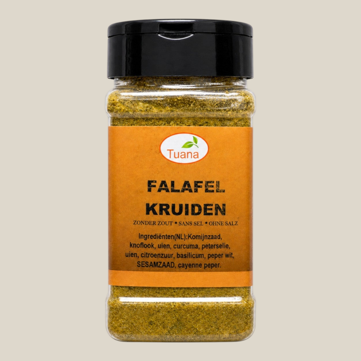 TuanaShop BV pot met authentieke falafel kruidenmix, een aromatische mix van komijn, knoflook en verse kruiden.