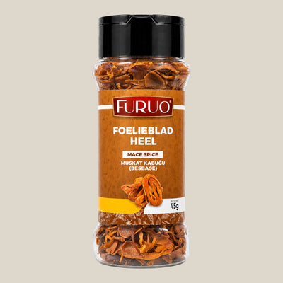 TuanaShop BV Furuo foelieblad heel in een transparante kruidenpot met zwarte dop