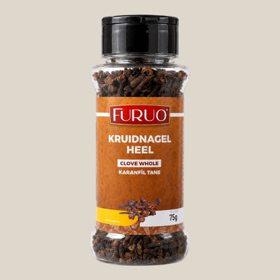 TuanaShop BV Furuo hele kruidnagels in een transparante kruidenpot met zwart deksel voor culinair gebruik