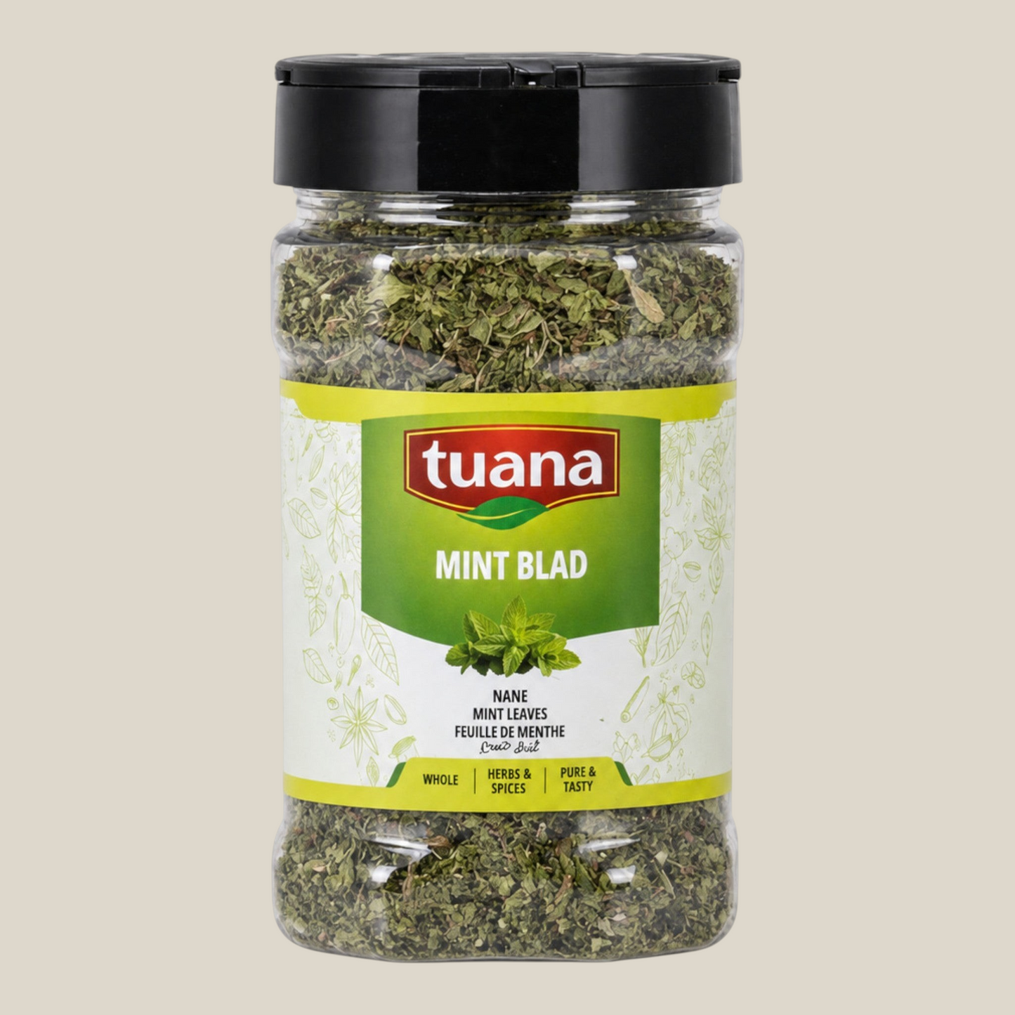 TuanaShop BV pot met gedroogd en gesneden muntblad voor een frisse smaak in gerechten en dranken