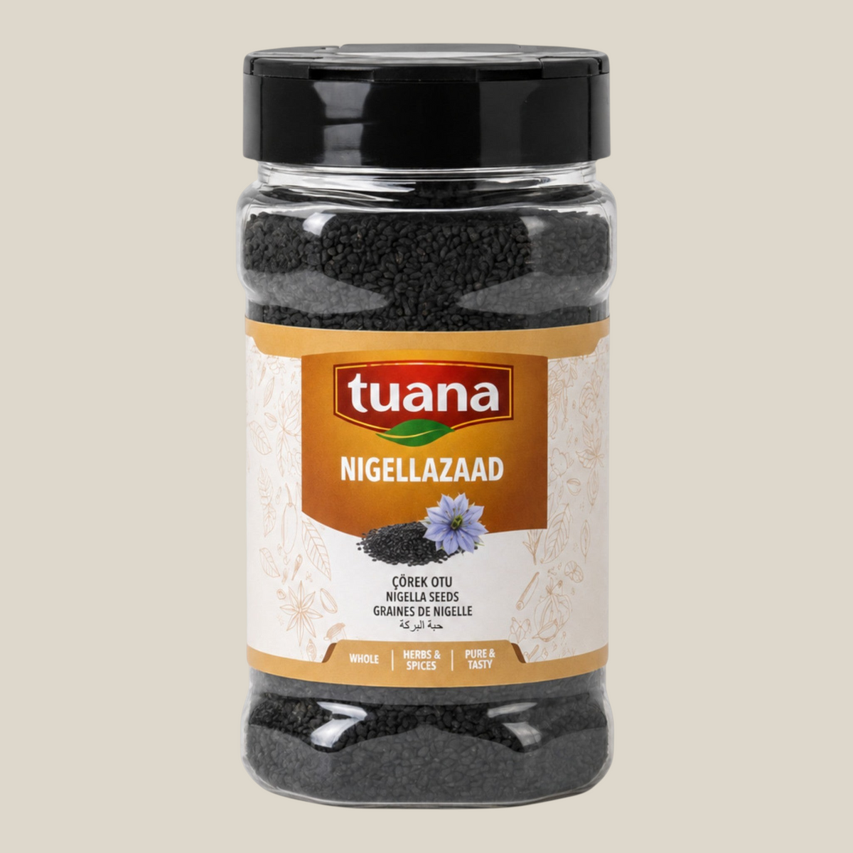 TuanaShop BV pot met zwarte nigellazaad voor gebruik in brood, curry's en hartige gerechten