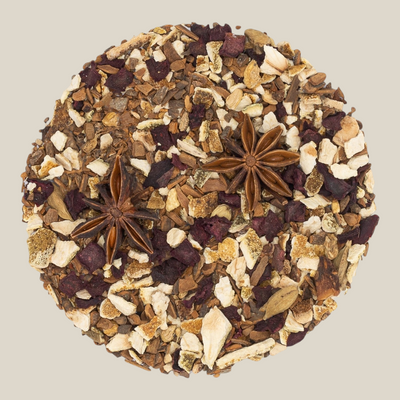 TuanaShop BV Glühwein thee met kaneel, steranijs, sinaasappelschil en kruiden voor een winterse kruidenthee.